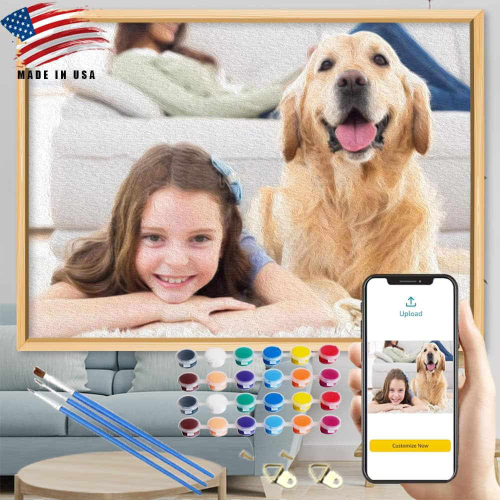 Paintable Pictures | Paint Your Photo by Number: Pets Edition | Customizable Kit | Printable Canvas